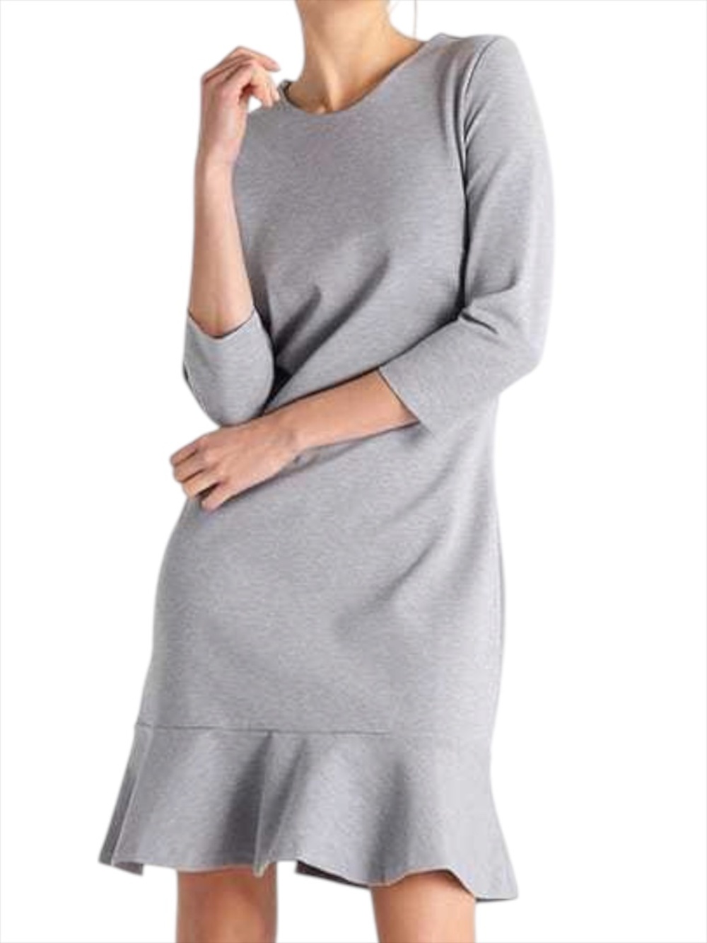 Banana Republic Ponte Flounce Dress - Heathered Gray Size 0